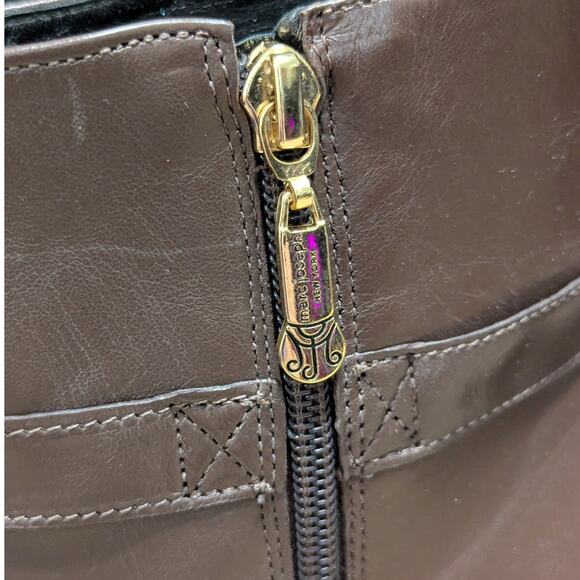 Marc Joseph Madison Bootie Brown Leather Heeled Boots Ankle Womens 9 Buckle Zip - Picture 9 of 9